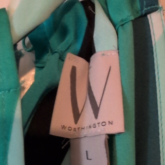 Worthington Aqua and Black Striped Halter Top NWT - Picture 2 of 4